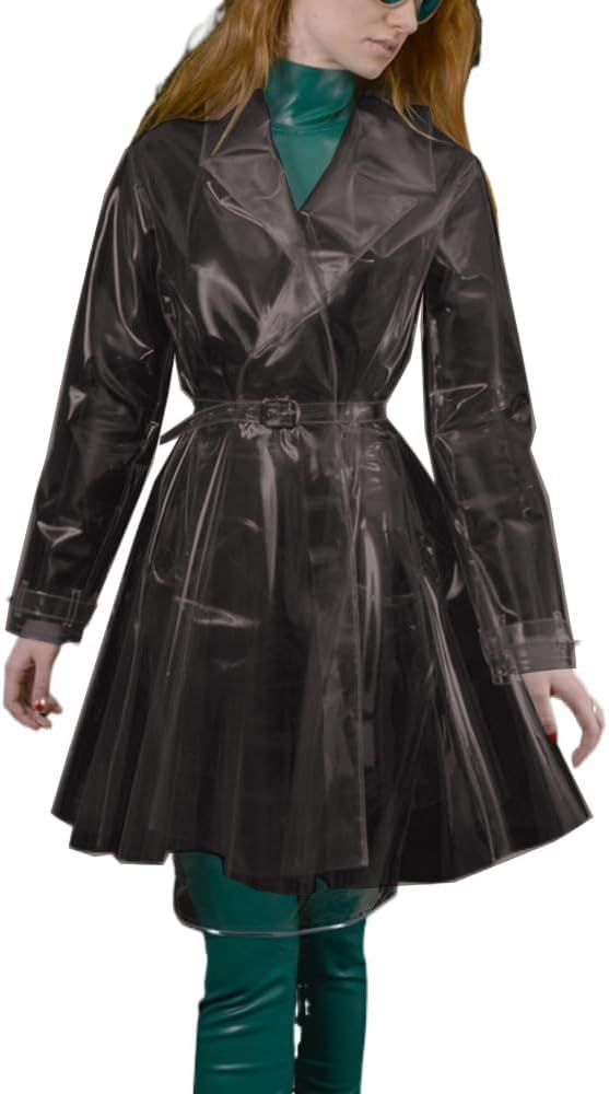 Amazon.com: Fashion Fetish Plastic Trench Coat for Women Clear PVC